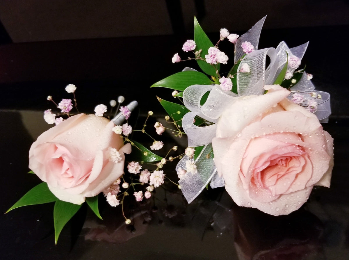 white rose prom corsage