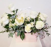 Dozen Fragrant White Roses Handbag Arrangements