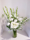 White Gladiolus and Seasonal Flower Arrangement