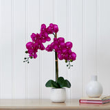 19” Artificial Purple Orchid with Decorative Vase