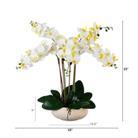 Artificial Phalaenopsis Orchid Arrangement In White Ceramic Planter