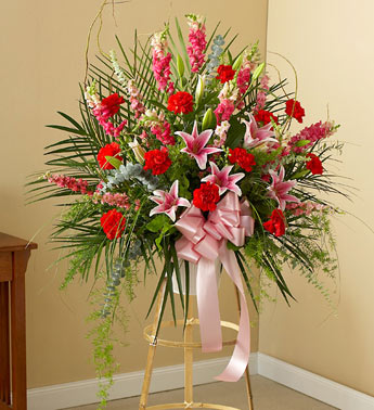 Red & Pink Standing Sympathy Basket