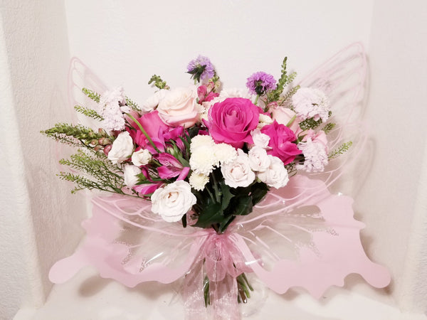 Girlfriend's Day Bouquet - Beautiful butterfly bouquet features roses, seasonal flowers, and greenery.