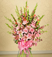 gladiolus, larkspur, snapdragons, roses sympathy Bouquet Standing Spray