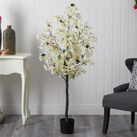 5’ White Bougainvillea Artificial Tree