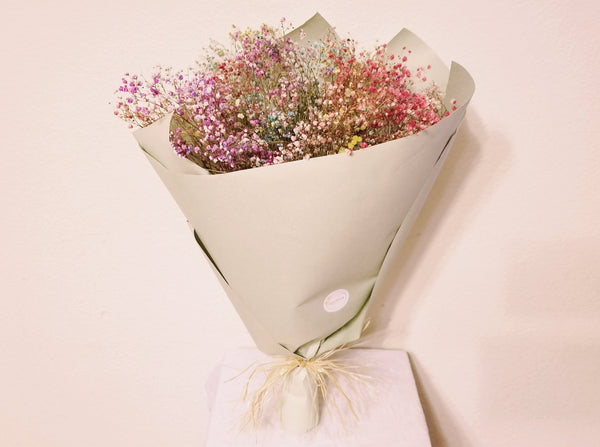 Natural Dried Shades of Pink & Lavender Baby's Breath Bouquet – LeLe Floral